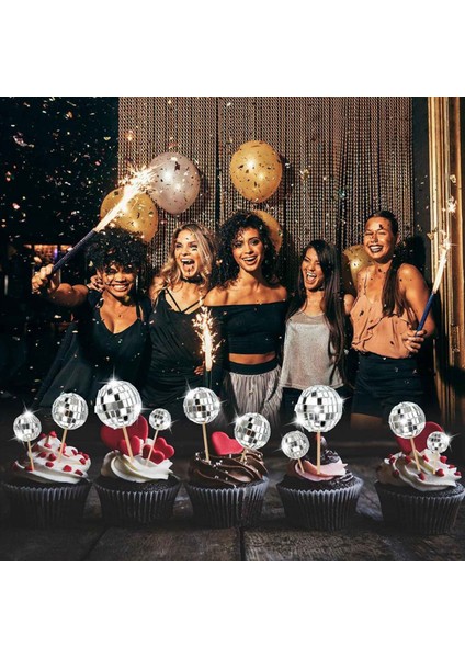 72 Adet Disko Topu Cupcake Toppers Mutlu Doğum Günü Pastası Topper Disko Topu Kek Alır Tema Kek Dekoru Disko Tema Parti Için (Yurt Dışından) indirimleri