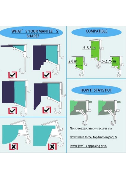 Çorap Kancaları Şömine Çorap ve Çelenk Kancaları Kapı Çerçevesi Çelenk Kancaları 2&#39 Si 1 Arada Çift Katlı Şömine Kancaları (Yurt Dışından) indirimleri