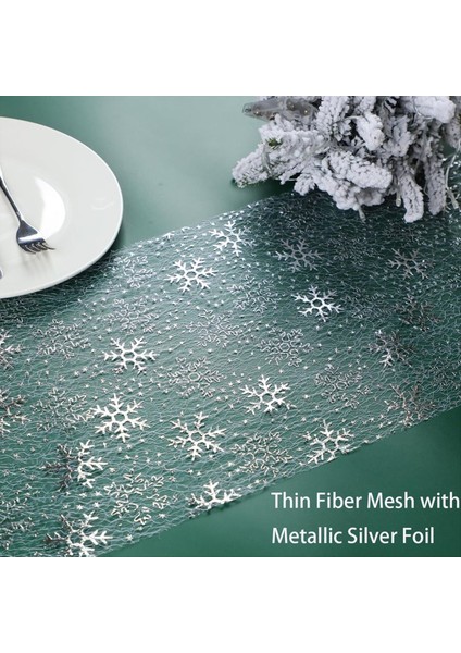 2 Rolls Noel Kar Tanesi Masa Koşucu 11 &quot x 108&QUOT Payet Glitter Masa Koşucu Parti Doğum Günleri Düğünler Için Gümüş (Yurt Dışından) fiyatları