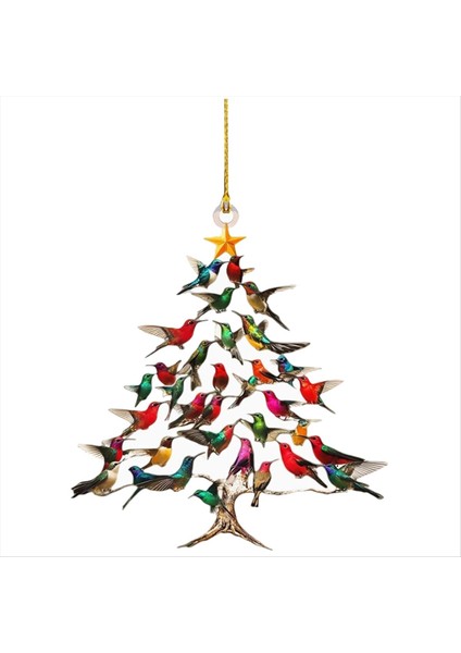 Sinek Kuşu Noel Süsü, Ağaç Için Süsler Asılı Renkli Sinek Kuşları, Noel Ağacı Şeklinde Kolye (Yurt Dışından)