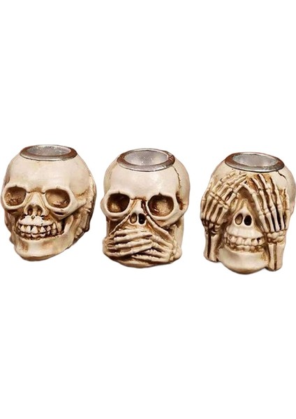 Cadılar Bayramı Kafatası Mumluk Masa Dekor Centerpiece Şamdanlar Reçine Korkunç Ürkütücü Ürpertici El Sanatları (Yurt Dışından)