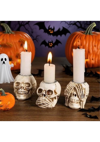 Cadılar Bayramı Kafatası Mumluk Masa Dekor Centerpiece Şamdanlar Reçine Korkunç Ürkütücü Ürpertici El Sanatları (Yurt Dışından) fiyatları