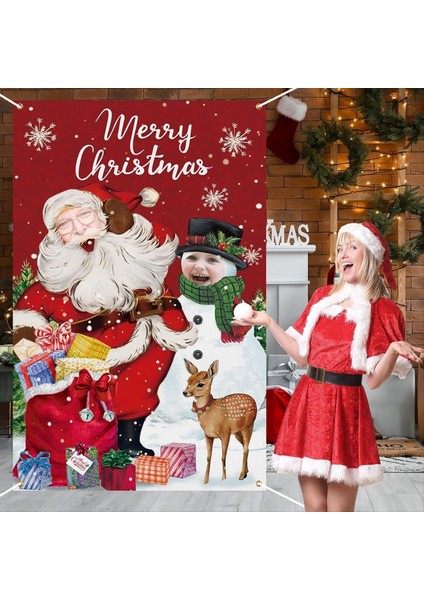 Noel Noel Baba Fotoğraf Arka Planında Kardan Adam Tasarımı ile Şenlikli Parti Dekoru Için Noel Arka Plan Parti Dekorasyonu (Yurt Dışından) fırsatları