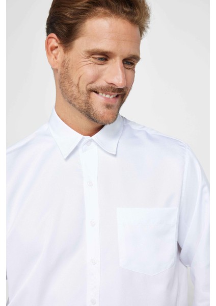 Erkek Regular Fit Klasik Kesim Kolay Ütü Nefes Alan Doku Kravatlık Dört Mevsim Beyaz Gömlek fiyatları