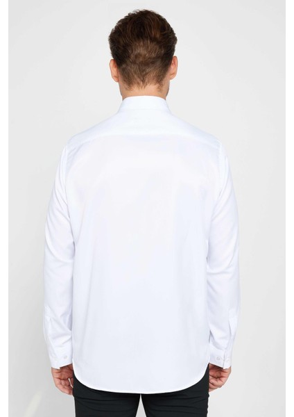 Erkek Regular Fit Klasik Kesim Kolay Ütü Nefes Alan Doku Kravatlık Dört Mevsim Beyaz Gömlek fırsatları