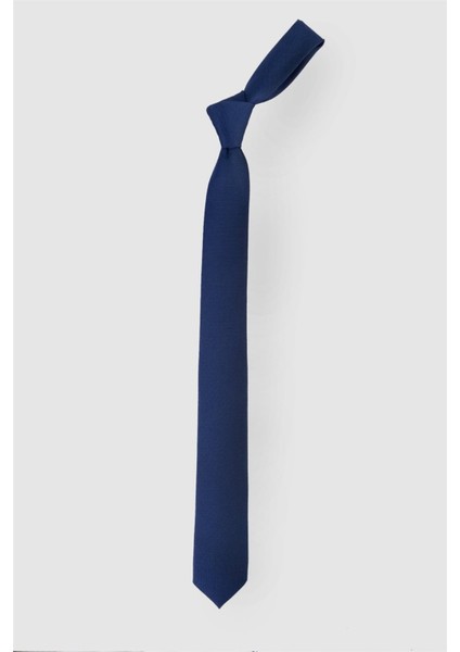 Kendinden Desenli Düz Erkek İndigo Kravat modelleri