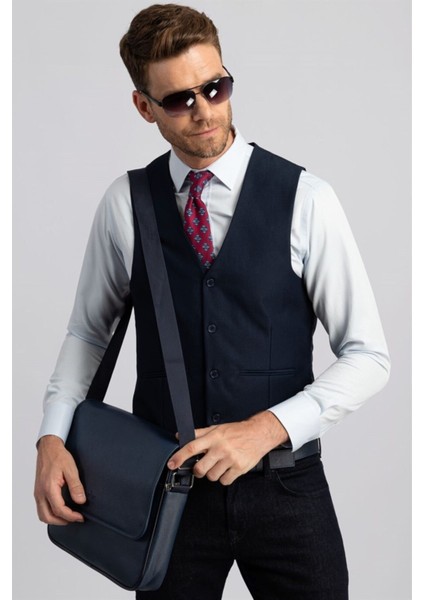 Slim Fit Dar Kesim Düz Cepli Erkek Yelek