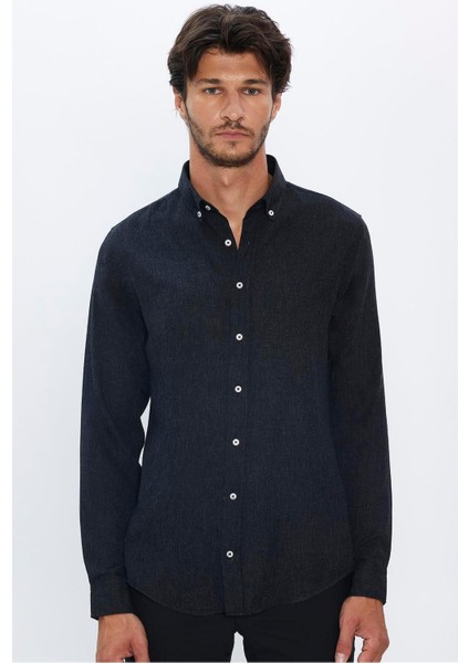 Slim Fit Uzun Kollu Düğmeli Yaka Kışlık Yün Viskon Düz Gömlek fiyatları