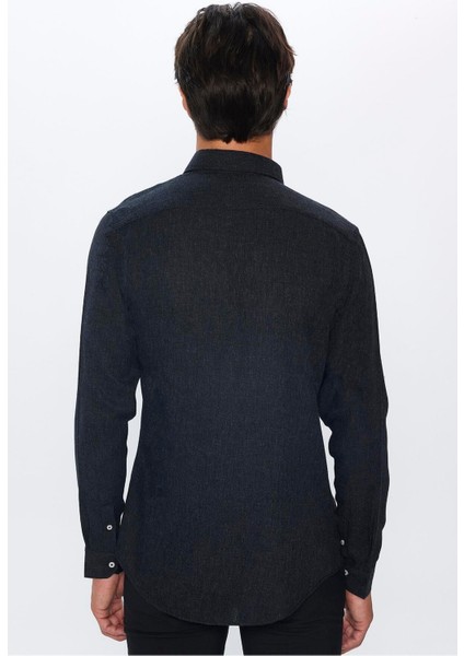 Slim Fit Uzun Kollu Düğmeli Yaka Kışlık Yün Viskon Düz Gömlek indirimleri