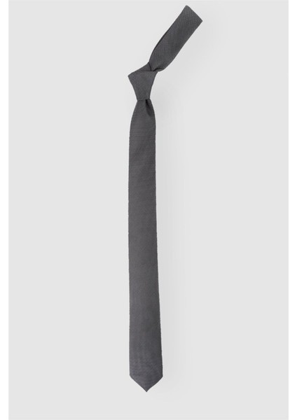 Kendinden Desenli Düz Erkek Füme Kravat modelleri