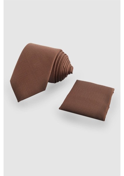 Cep Mendilli Düz Erkek Kahverengi Kravat fiyatları