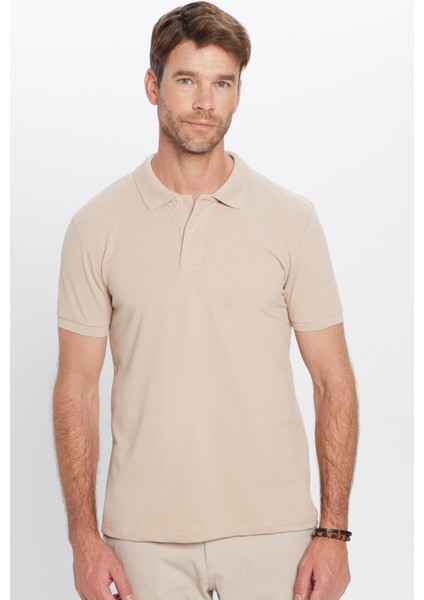 Erkek Slim Fit Dar Kesim Pamuklu Yumuşak Dokulu Serin Tutan Kumaş Düz Pike Taş Renk Polo Yaka Tişört fırsatları
