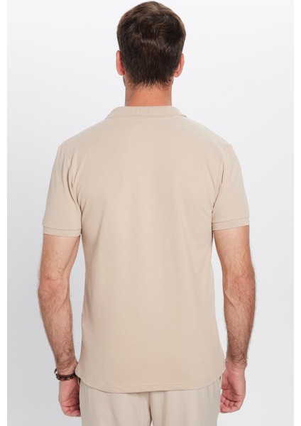 Erkek Slim Fit Dar Kesim Pamuklu Yumuşak Dokulu Serin Tutan Kumaş Düz Pike Taş Renk Polo Yaka Tişört indirimleri