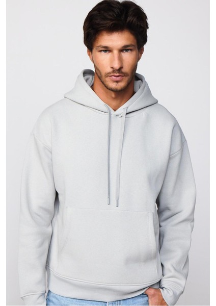 Unisex Oversize Geniş Kesim Pamuklu Yumuşak Dokulu Içi Polarlı Basic Taş Renk Kapüşonlu Sweatshirt fiyatları