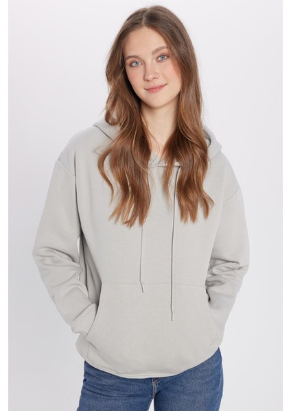 Unisex Oversize Geniş Kesim Pamuklu Yumuşak Dokulu Içi Polarlı Basic Taş Renk Kapüşonlu Sweatshirt fırsatları