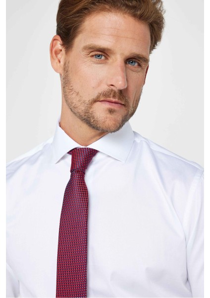 Slım Fıt Uzun Kollu Yüksek Yaka Premium Seri Cotton Saten Beyaz Gömlek modelleri