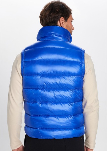 Erkek Standart Fit Dik Yaka Cepli Fermuarlı Saks Mavi Şişme Yelek indirimleri