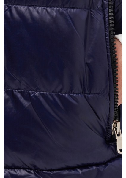 Erkek Standart Fit Dik Yaka Cepli Fermuarlı Lacivert Şişme Yelek modelleri