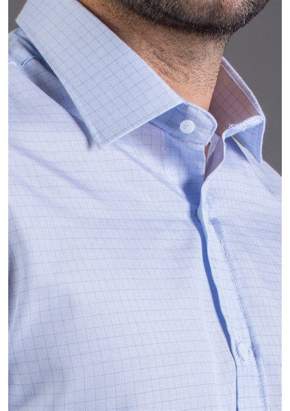 Klasik Fit Uzun Kollu Pamuklu Kolay Ütü Çizgili Erkek Mavi Gömlek modelleri