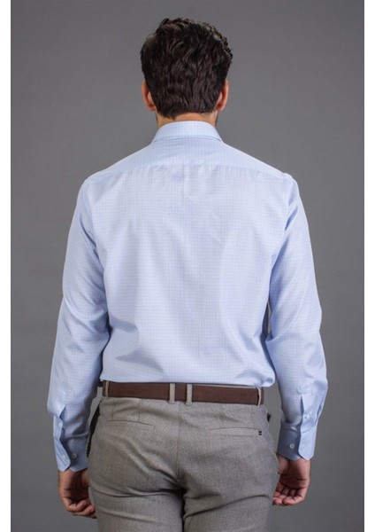Klasik Fit Uzun Kollu Pamuklu Kolay Ütü Çizgili Erkek Mavi Gömlek fırsatları
