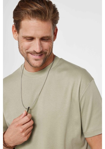 Unisex Relax Fit Rahat Kesim %100 Pamuk Yumuşak Dokulu Hafif Kalın Bisiklet Yaka Kahverengi Tişört modelleri