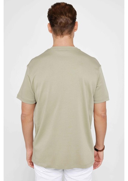 Unisex Relax Fit Rahat Kesim %100 Pamuk Yumuşak Dokulu Hafif Kalın Bisiklet Yaka Kahverengi Tişört indirimleri