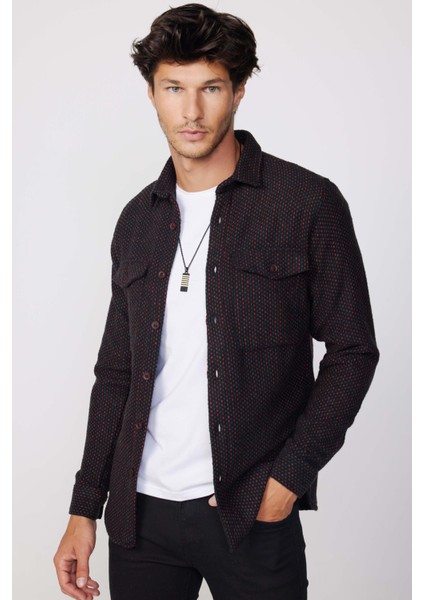 Erkek Slim Fit Dar Kesim Uzun Kollu Çizgili Çift Cepli Kışlık Oduncu Gömlek fiyatları