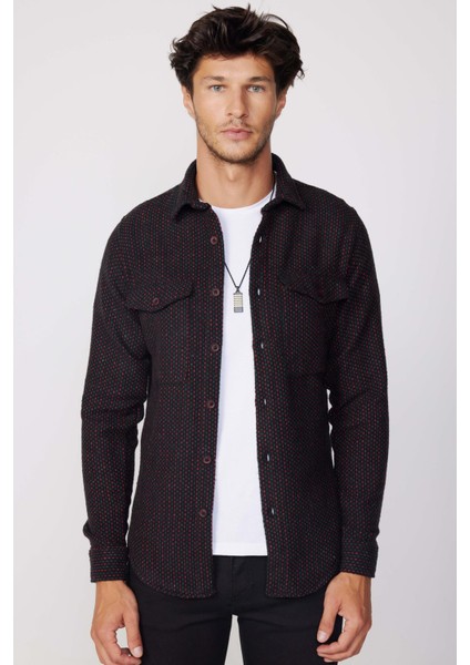 Erkek Slim Fit Dar Kesim Uzun Kollu Çizgili Çift Cepli Kışlık Oduncu Gömlek modelleri