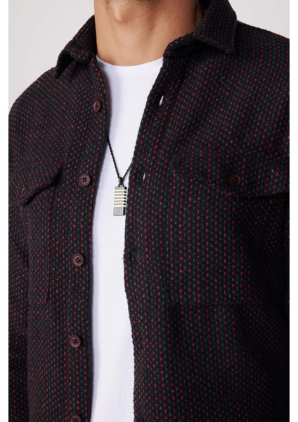 Erkek Slim Fit Dar Kesim Uzun Kollu Çizgili Çift Cepli Kışlık Oduncu Gömlek fırsatları