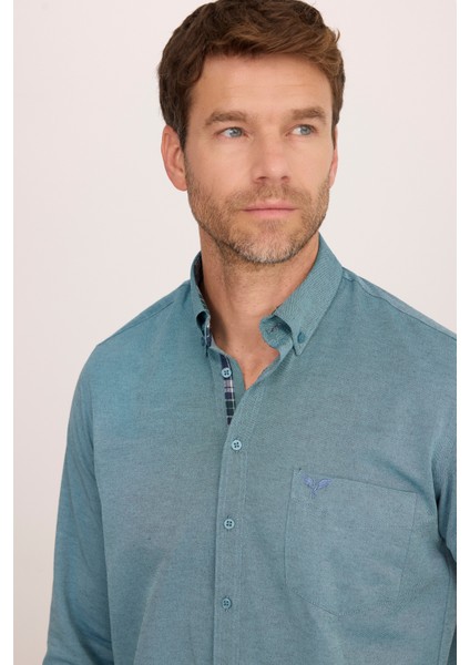 Klasik Fit Uzun Kollu Düğmeli Yaka Pamuklu Kolay Ütü Oxford Düz Erkek Gömlek fiyatları