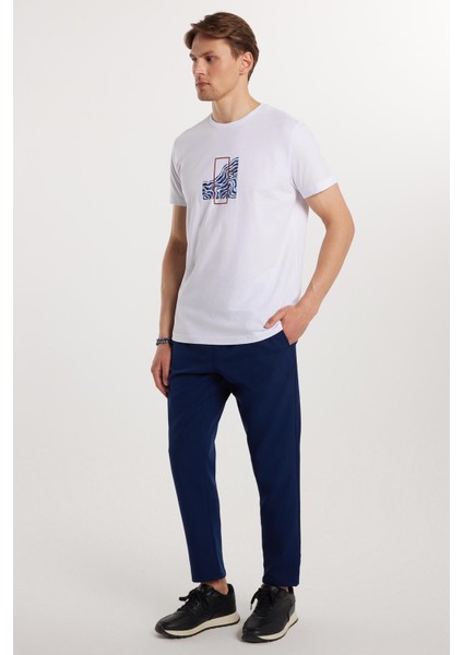 Erkek Regular Fit Beli Regular Fit Lastikli Bağcıklı Jogger Lacivert Pantolon Rahat Kesim Yan Cepli fırsatları