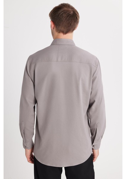 Erkek Regular Fit Rahat Kesim Çift Cepli Spor Yaka Denim Gri Gömlek indirimleri
