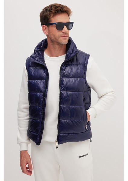 Erkek Standart Fit Dik Yaka Cepli Fermuarlı Lacivert Şişme Yelek indirimleri