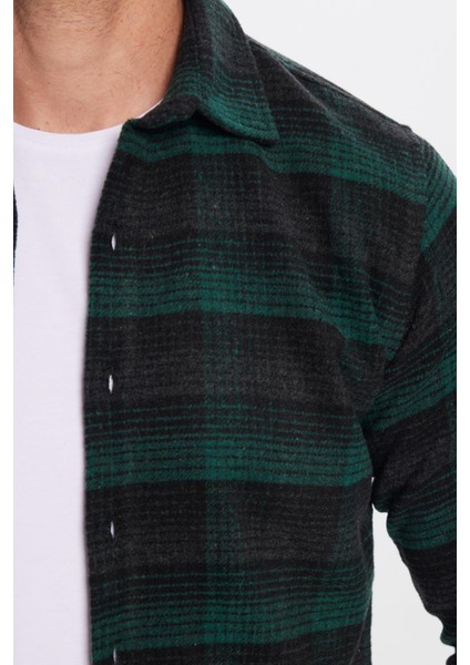 Erkek Slim Fit Dar Kesim Oduncu Kareli Kışlık Gömlek modelleri