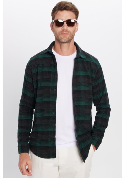 Erkek Slim Fit Dar Kesim Oduncu Kareli Kışlık Gömlek indirimleri