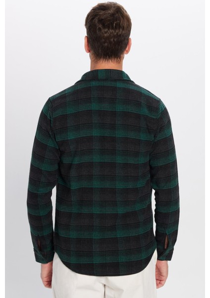 Erkek Slim Fit Dar Kesim Oduncu Kareli Kışlık Gömlek