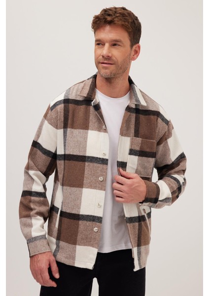 Erkek Relax Fit Rahat Kesim Spor Yaka Kareli Flotalı Cep Kışlık Gömlek fiyatları