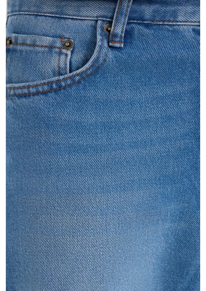 Erkek Regular Fit %100 Pamuk Yan Cepli Baggy Mavi Jean Kot Pantolon indirimleri