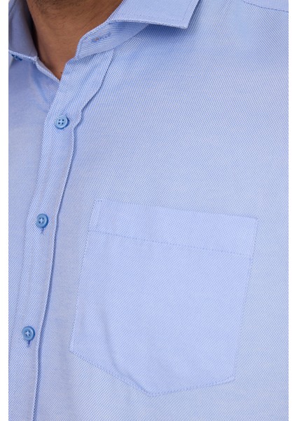 Erkek Klasik Fit Uzun Kollu Pamuklu Kolay Ütü Armürlü Mavi Gömlek fiyatları