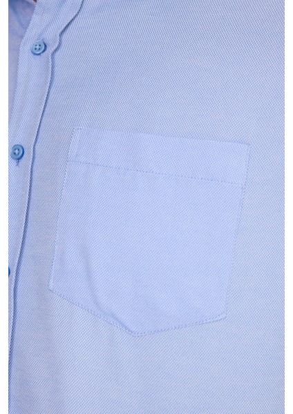 Erkek Klasik Fit Uzun Kollu Pamuklu Kolay Ütü Armürlü Mavi Gömlek indirimleri