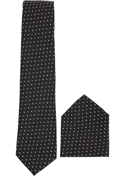 Desenli Klasik Cep Mendilli Erkek Kravat