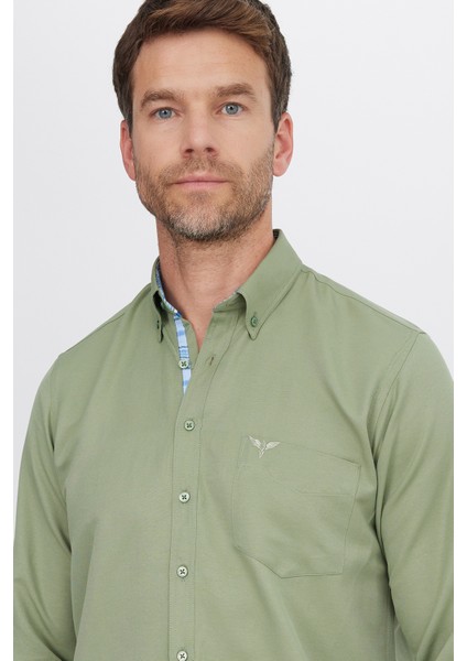 Klasik Fit Uzun Kollu Düğmeli Yaka Pamuklu Kolay Ütü Oxford Düz Erkek Gömlek fiyatları