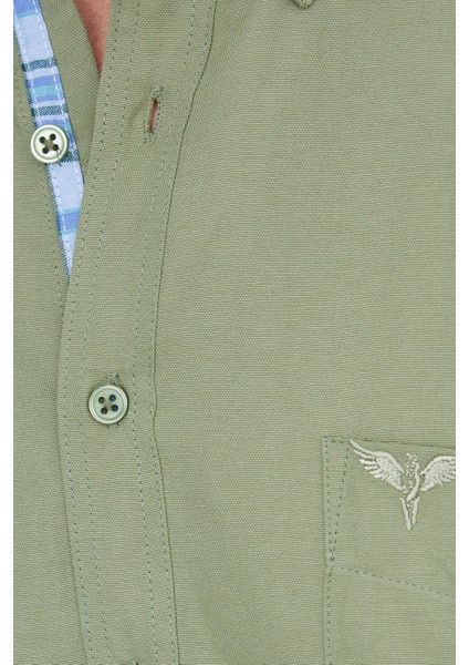 Klasik Fit Uzun Kollu Düğmeli Yaka Pamuklu Kolay Ütü Oxford Düz Erkek Gömlek