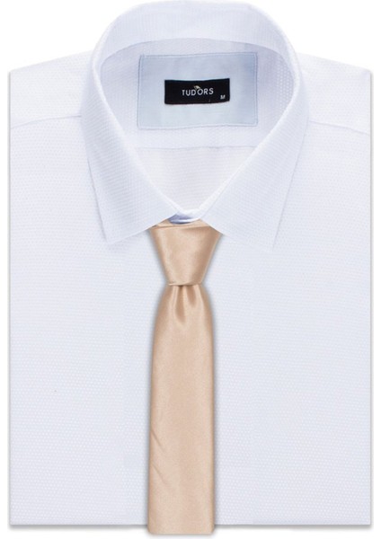 Düz İnce Krem Rengi Erkek Kravat fırsatları