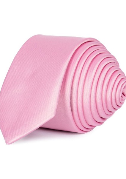Düz İnce Pembe Erkek Kravat