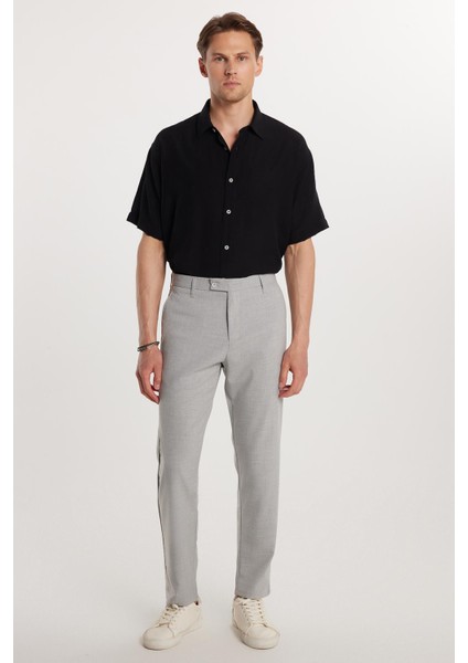 Erkek Slim Fit Dar Kesim Esnek Yan Cepli Bilek Boy Canvas Kesim Gri Pantolon modelleri