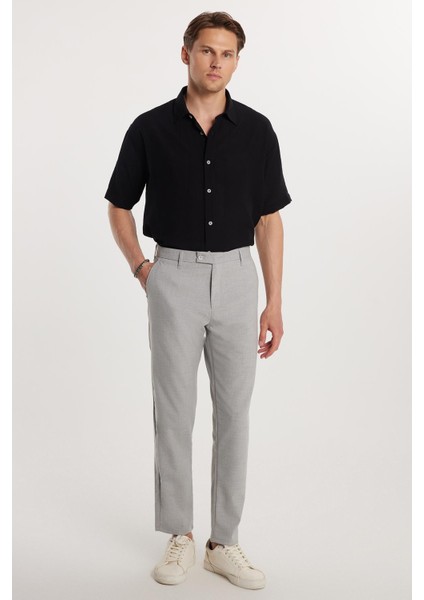 Erkek Slim Fit Dar Kesim Esnek Yan Cepli Bilek Boy Canvas Kesim Gri Pantolon fırsatları