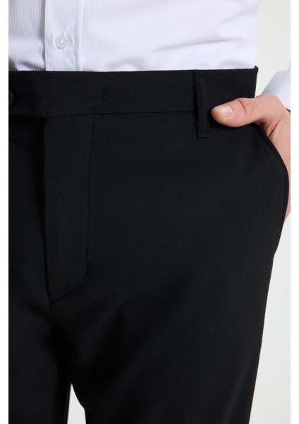 Erkek Slim Fit Dar Kesim Esnek Yan Cepli Bilek Boy Canvas Kesim Siyah Pantolon modelleri