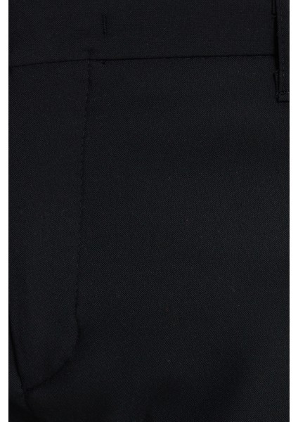 Erkek Slim Fit Dar Kesim Esnek Yan Cepli Bilek Boy Canvas Kesim Siyah Pantolon