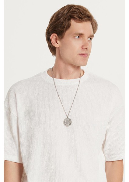 Erkek Oversize Geniş Kesim Bisiklet Yaka Gofre Kumaş Beli Bağcıklı Beyaz Şort Takım fiyatları